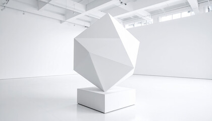 Abstract White Sculpture in Modern Art Gallery Space
