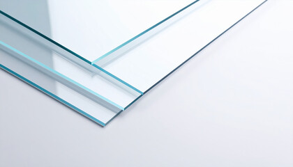 Clear Glass Panels Arranged on a Smooth White Surface