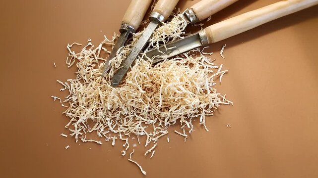 Chisel and wood in process