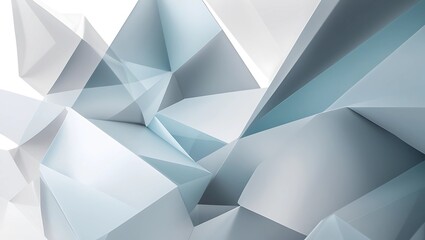 Fototapeta premium Abstract 3D polygonal crystal surface with soft blue and silver tones in a modern geometric background design