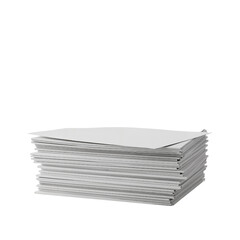 Stack of blank white paper sheets isolates on a transparent background
