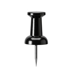 Black pushpin isolated for office use isolates on a transparent background