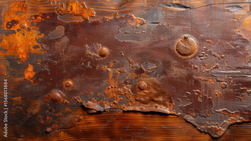 Poster grungy wood table with food stains and rough texture, showcasing unique blend of colors and patterns