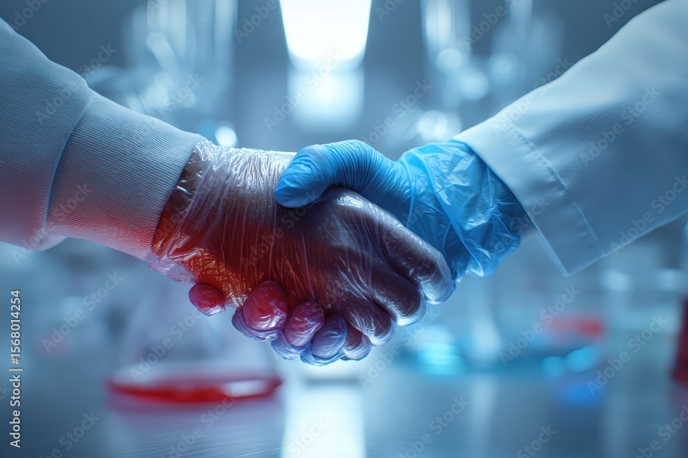 Aufkleber collaborative effort between two scientists in laboratory environment