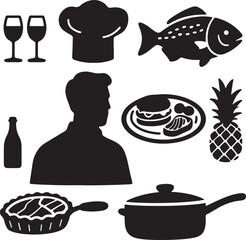 food and drink icons vector silhouette 
