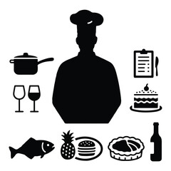 food and drink icons vector silhouette 