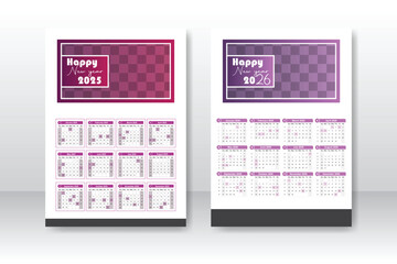 Monthly calendar template for the 2026 year. Wall calendar in a minimalist style design gradient color