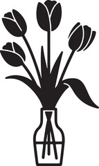 vector illustration of a plant in a vase , tulip