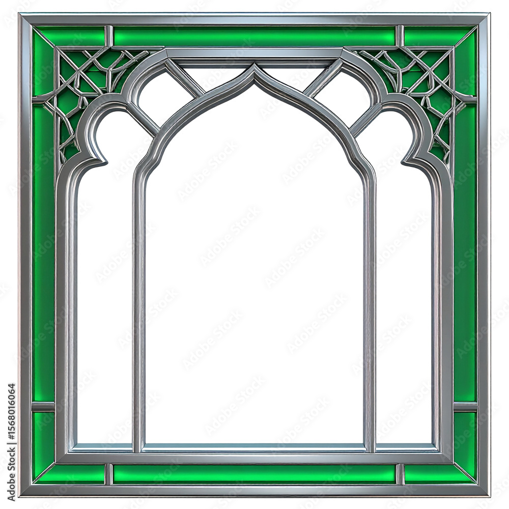 Poster dark background decorative frame with archways and intricate design