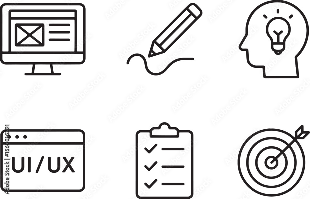 Fototapete set of ui ux icons