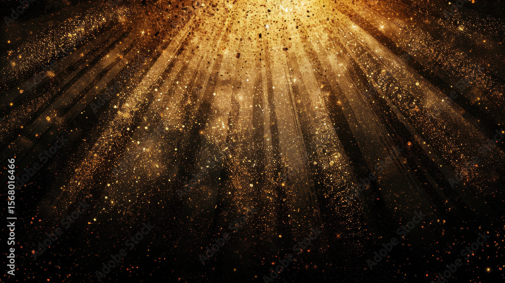 Poster radiant golden sunburst with sparkling center creates mesmerizing effect, illuminating surrounding d