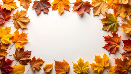 Fototapeta premium Autumn leaves frame, Generated image