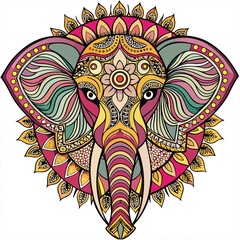 Mandala Elephant Head Vector &ndash; Floral Decorative Pattern Design, 