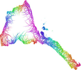 Rainbow sketch outline map of Eritrea 