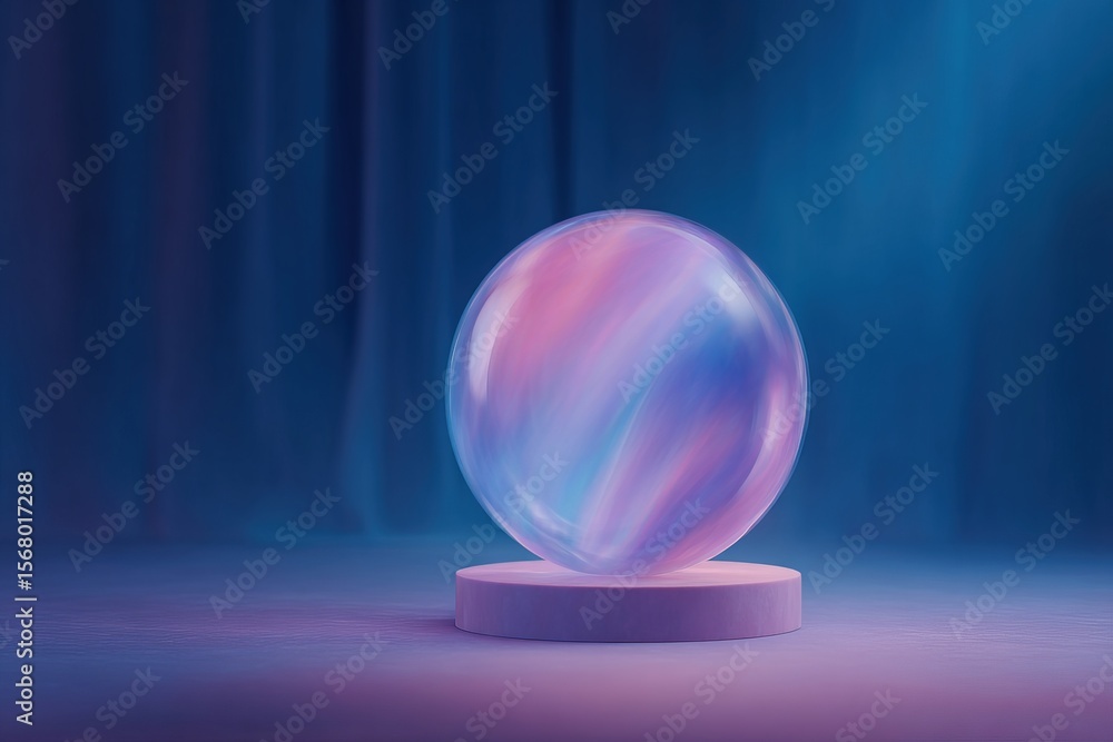 Poster glowing orb radiates serene colors in an artistic display of light and form