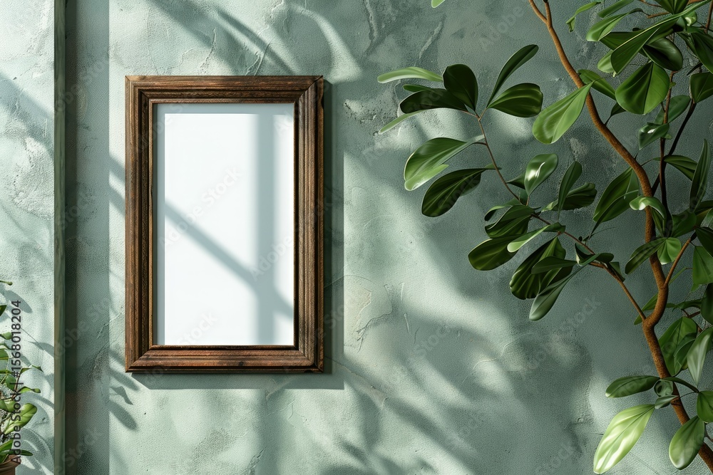 Poster ultra quality image of a picture frame hanging on a wall with a picture hanging above it