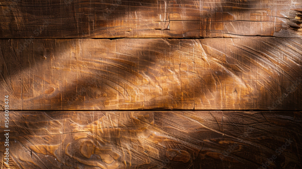 Aufkleber sunlight casting shadows on textured wooden wall creates warm and inviting atmosphere. intricate pat