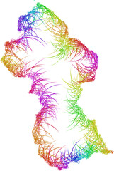 Rainbow sketch outline map of Guyana 
