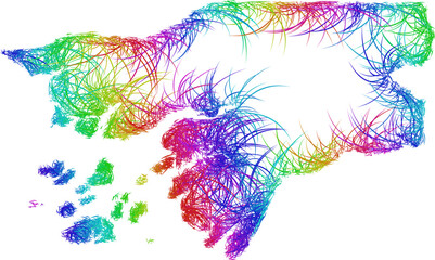 Rainbow sketch outline map of Guinea-Bissau 