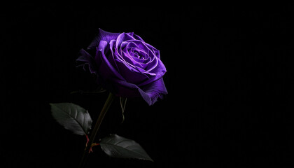 闇に咲く一輪の紫薔薇 − スポットライトに浮かぶ静寂の美
A Single Purple Rose in the Dark – Silent Elegance Under the Spotlight