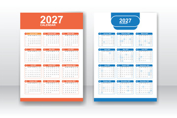 Wall Calendar 2027 | Minimalist & Elegant Blue Wall Calendar Template | Clean Design for 2027