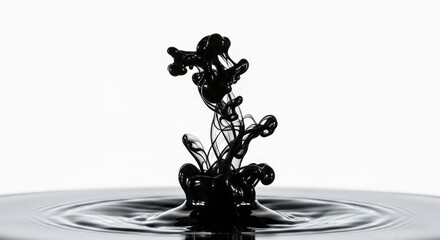 Abstract Black Ink Splash Creating Unique Shapes in Water