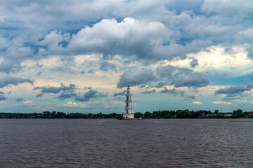 Flooded bell tower of Kalyazin on the Volga, Russia.