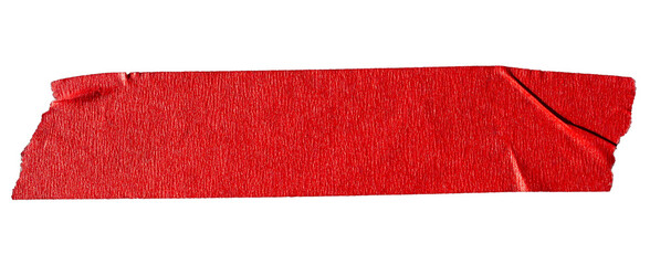 Ripped torn paper adhesive red masking tape on transparent background