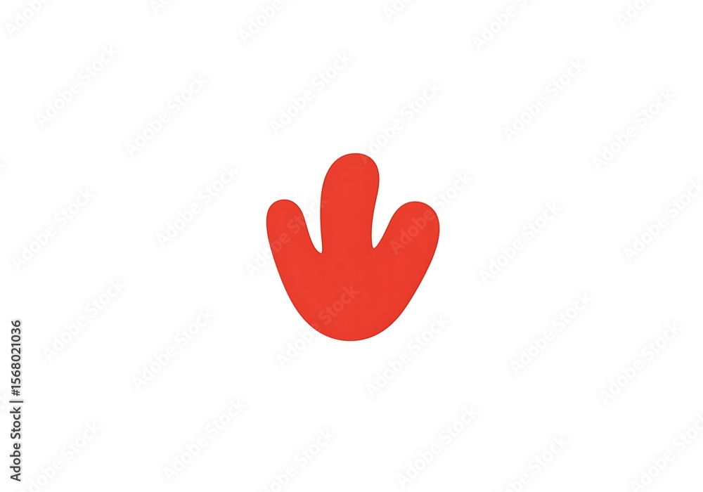 Poster A simple illustration of a red abstract shape resembling a paw print on a white background space