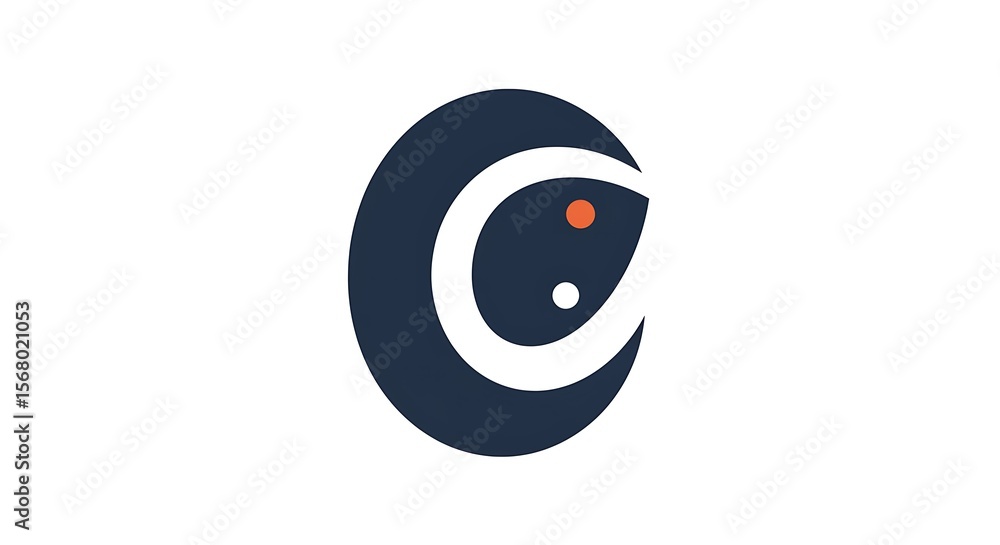 Aufkleber a stylized circular logo with a white c shape and two dots on a white background design element