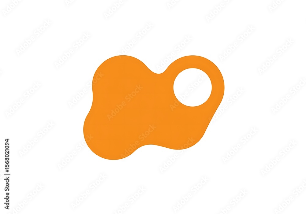 Poster An orange abstract shape with rounded edges and a circular hole on a white background plain design