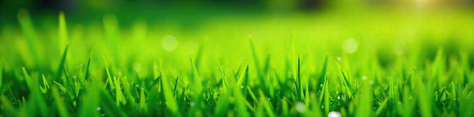 Freshly Cut Spring Green Grass Glistening with Morning Dew Vibrant Lush Texture Perfect for Nature Backgrounds