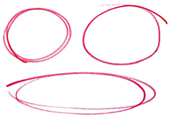 Set of red highlight circles on transparent background cut out design elements