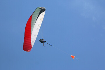 Paraglider being towed by a winch