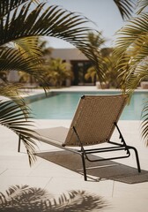 Lounger by Poolside Palm Trees