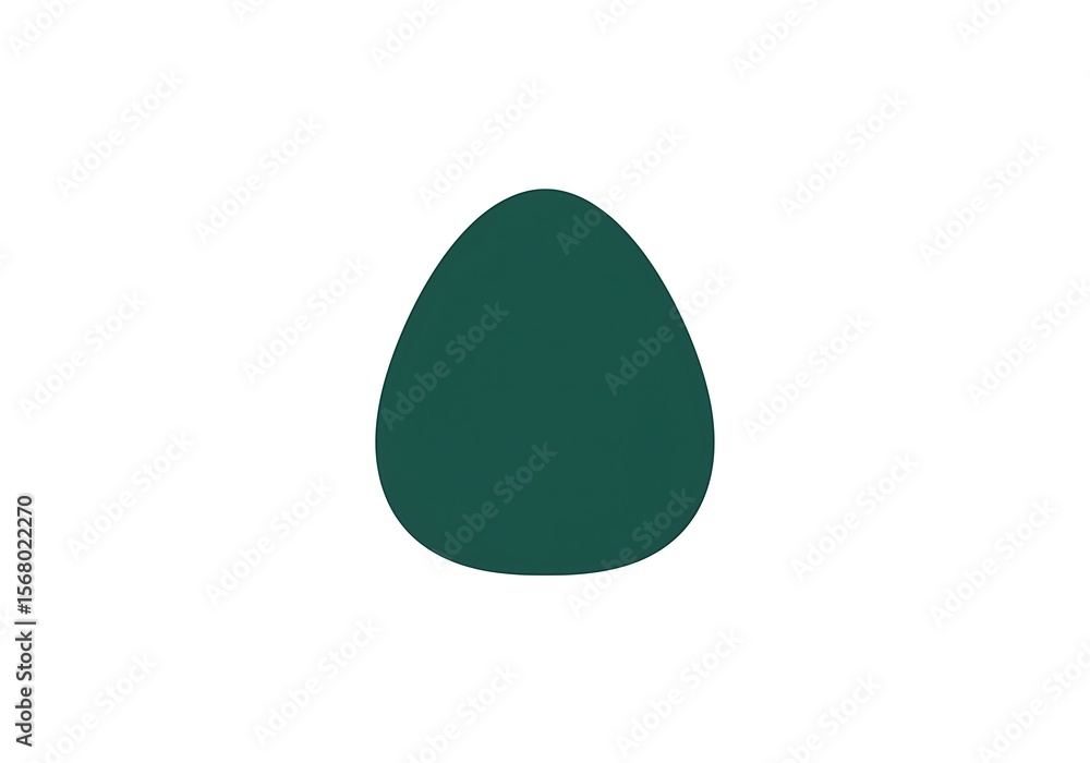 Poster a dark green rounded triangle shape centered on a white background in a simple graphic design style