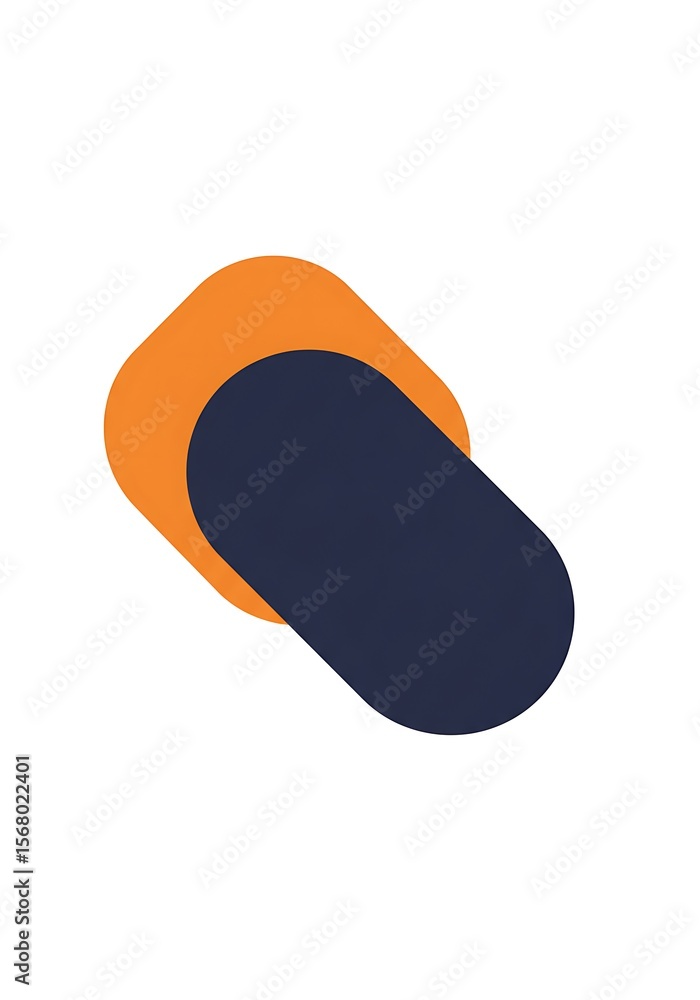 Poster Abstract design featuring an orange rounded square and a navy rounded rectangle overlapping each other