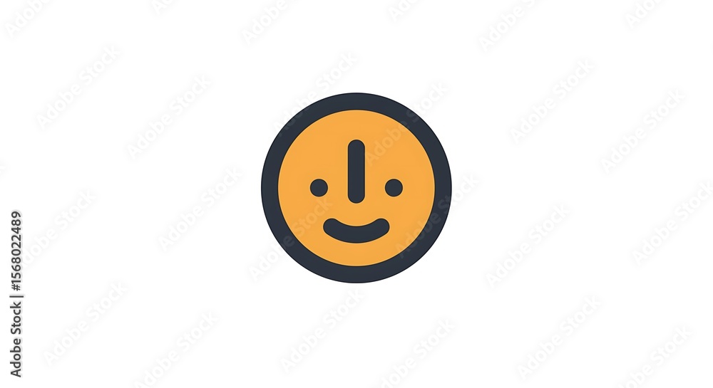Poster a simple yellow circle with a black outline and a minimalistic smiling face on a white background