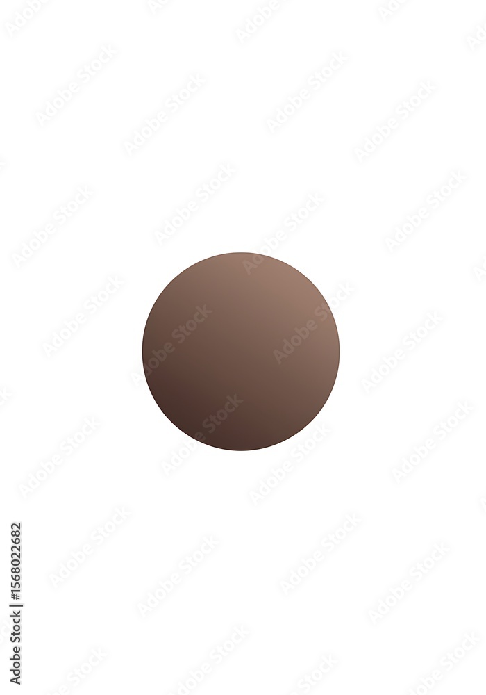 Poster A simple image displaying a single brown sphere centered against a plain white background space