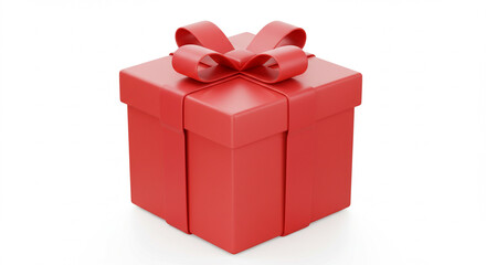 Festive red gift box with a large satin ribbon bow, perfectly presented for a celebratory occasion.