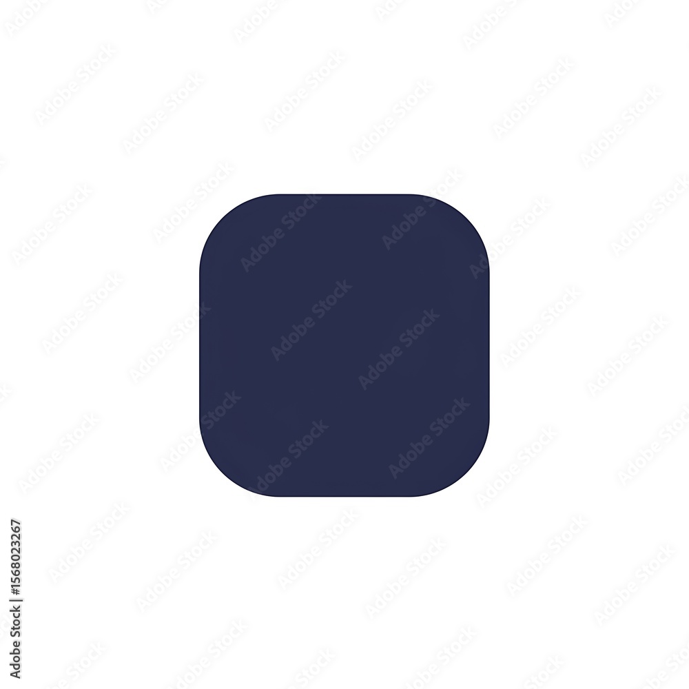 Poster A single dark blue rounded square shape centered on a plain white background in simple minimalist style