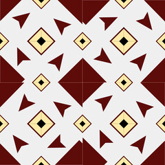 Vintage Geometric Tile Pattern in Maroon and Cream
