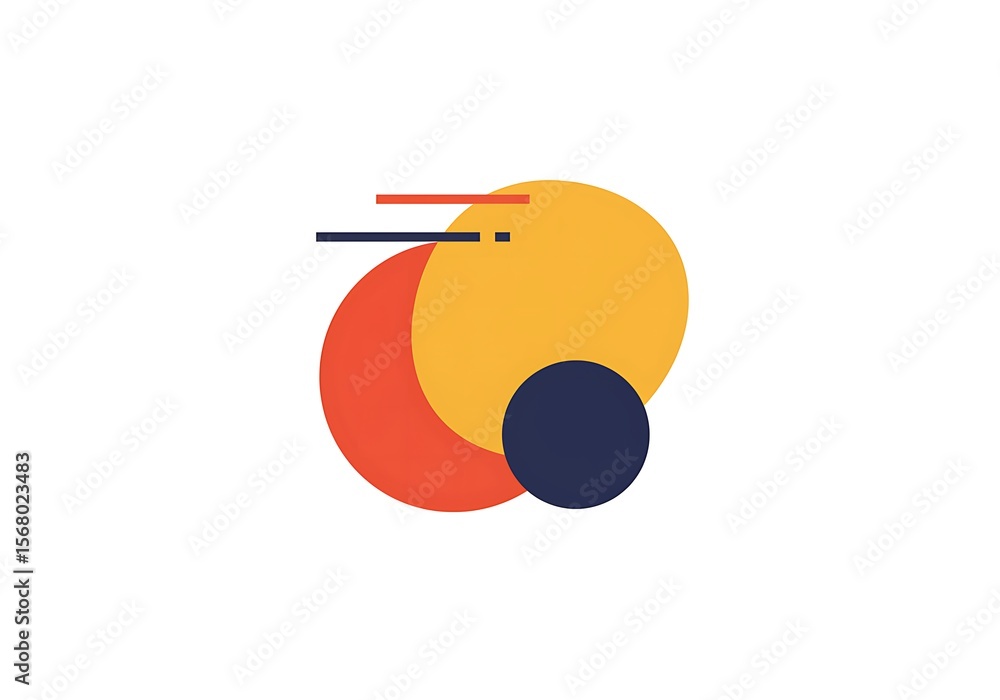 Aufkleber abstract design featuring overlapping circles and horizontal lines on white background