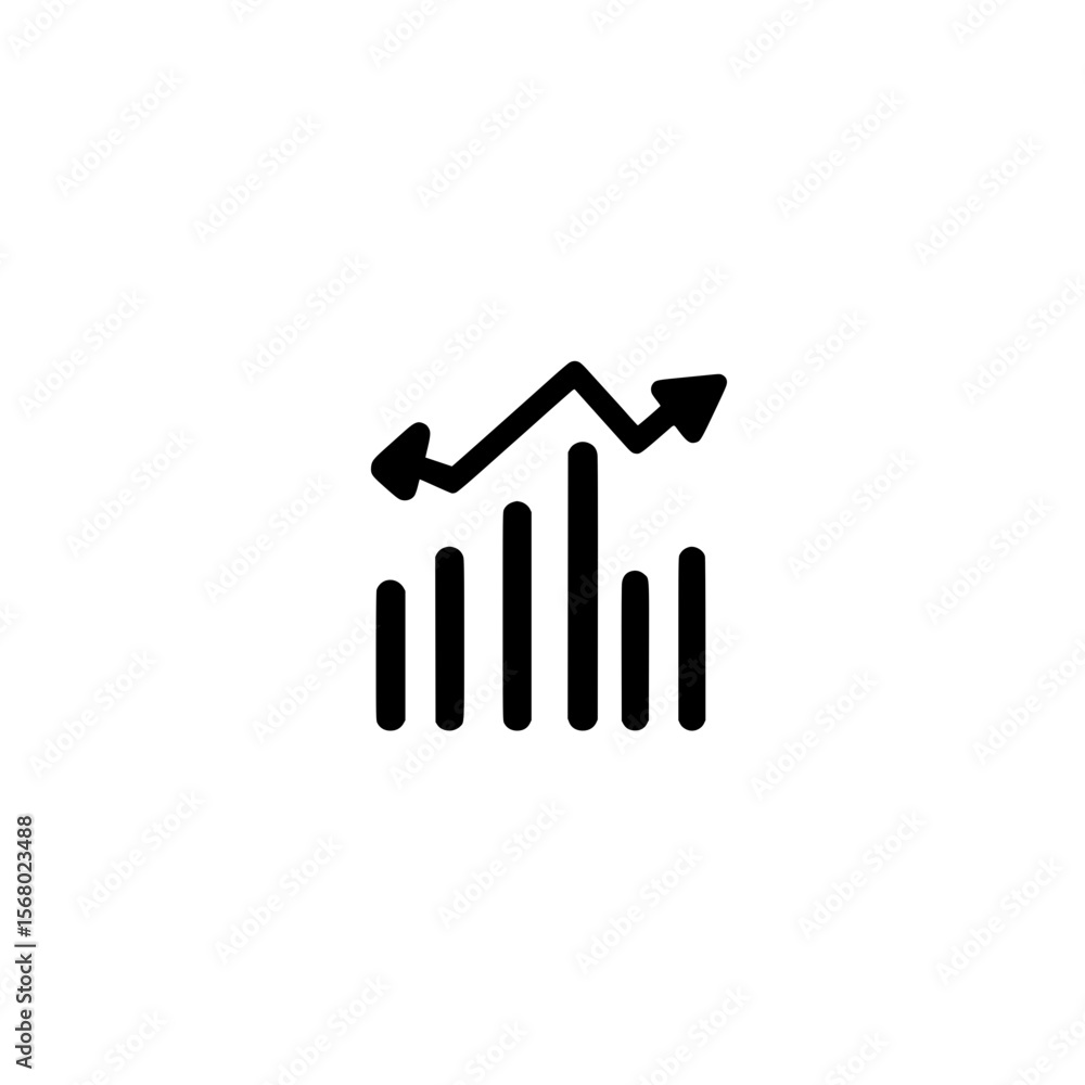 Aufkleber bar chart with upward and downward arrows vector representing data growth and decline trend