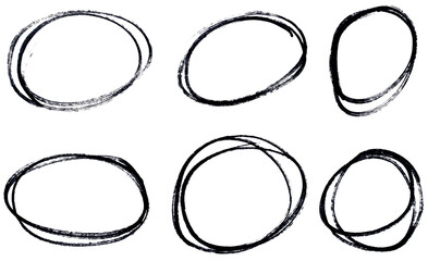 Set of black highlight circles on transparent background cut out design elements