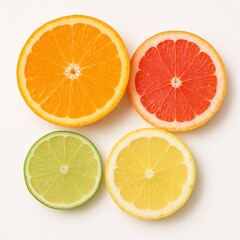 Obraz premium Assorted Citrus Slices Isolated on White Background