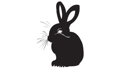 black and white rabbit, rabbit silhouette, rabbit vector illustration