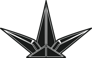 Abstract paper origami crane logo emblem minimalist artistic silhouette black vector illustration