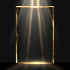 Gold Vintage Frame PNG | Shiny Glowing Luxury Rectangle Border with Shadows Isolated