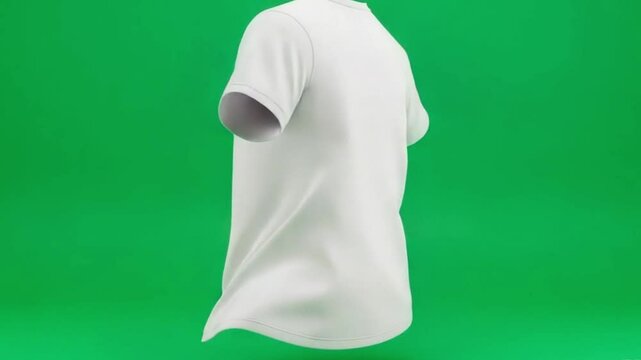 Animated rendered t shirt model on green screen for design presentation and customization 4K Ai HD video.

